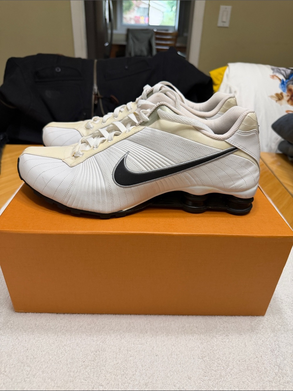Nike Men’s White and Black Shox Running Sneakers